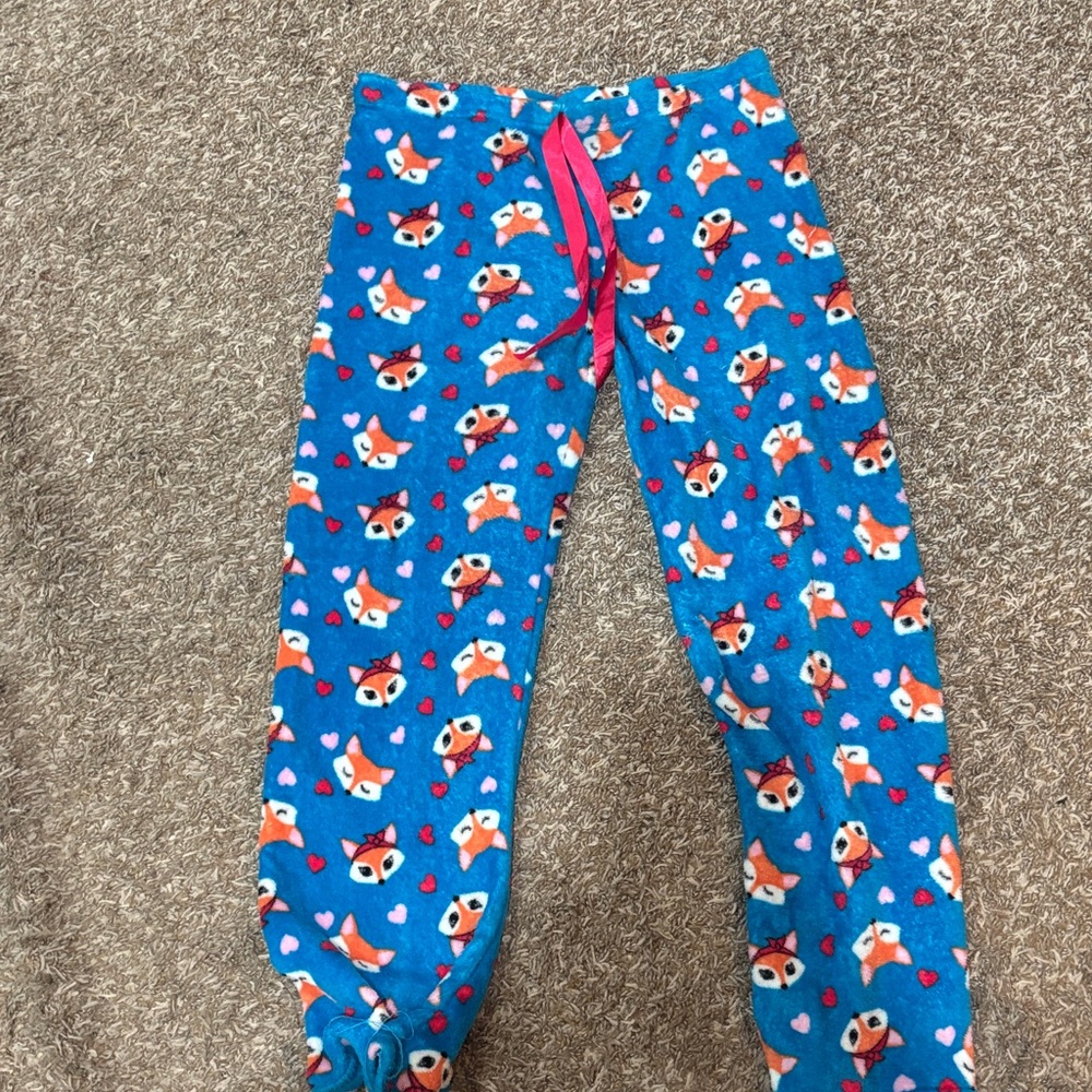 Kids Blue Fox Print Fleece Pajama Pants